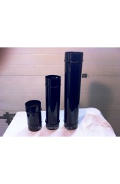Dunwandige kachelpijp, Ø 130 mm, lengte 25 cm, zwart geëmailleerd